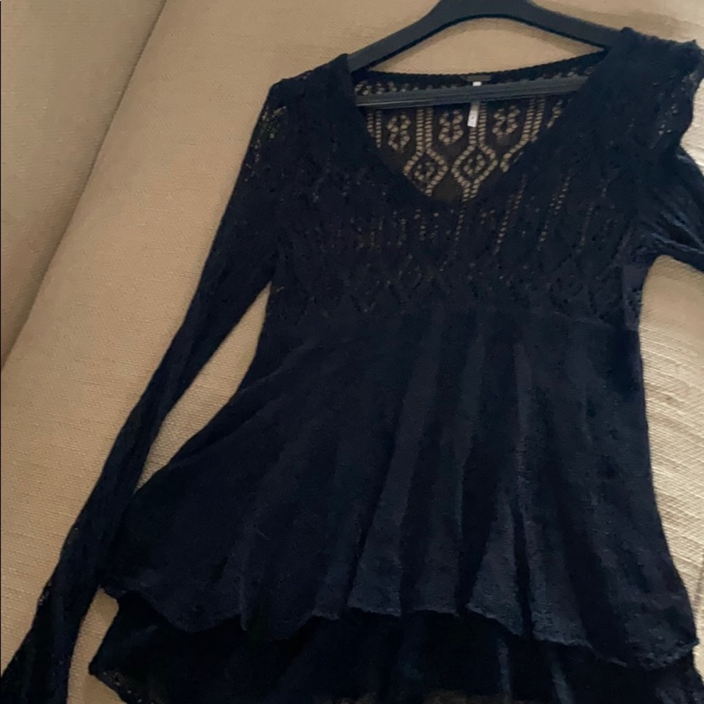 Free people crochet black sweater